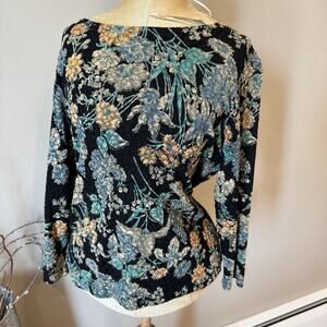 Y2K Notations Top Women Small Black Mesh floral stretch whimsigoth‎ fairy goth